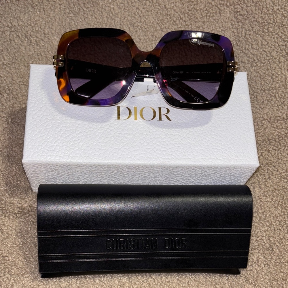 Dior Women's Tortoise, Purple and Orange Square Sunglasses